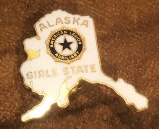 American Legion Alaska Girls State Lapel Hat Pin Great Collectible Enamel Signed