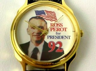 Vintage 1992 Ross Perot For President Watch w/ Leather Strap 2