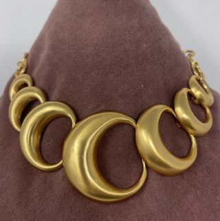Vintage Robert Lee Morris Metropolitan Museum Crescent Necklace With Bone Toggle