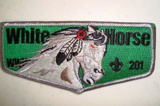 Oa White Horse Lodge 201 Shawnee Trails Council Scout Patch Green Service Flap