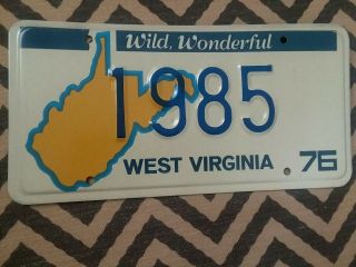 Vintage West Virginia 1976 License Plate Low Number 1985