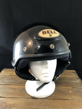 Vintage Black Bell Ii 2 Helmet Motorcycle Car Racing Leather Neck Attachent Sz M