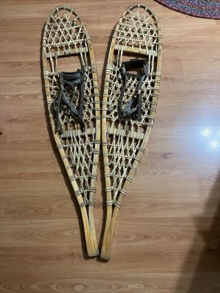 Vintage Vermont Tubbs Snow Shoes 10x46 S1 W/ Leather Bindings.