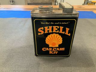 Vintage Shell Car Care Kit Can Including Car Care Items