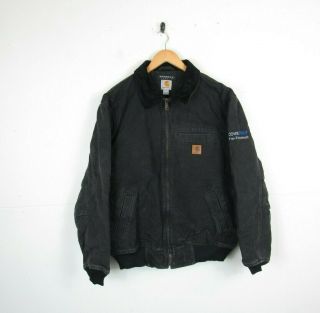 Vtg 90s Carhartt Mens Faded Black Detroit Lined Bankston Jacket Workwear |size L