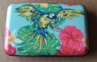 Rfid Credit Card Protection Case Armor Wallet Flying Macaw Parrot Bird 7146