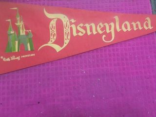 Vintage Disneyland with Cinderella ' s Castle 24” Pennant Walt Disney FAST SHIPPER 3