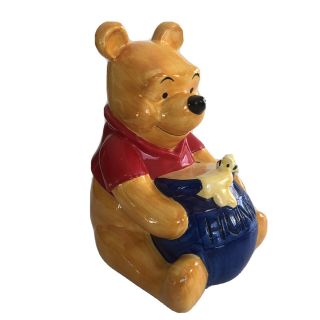 Large 10 " Disney Winnie The Pooh With Hunny Ceramic Piggy Bank Missing Stopper