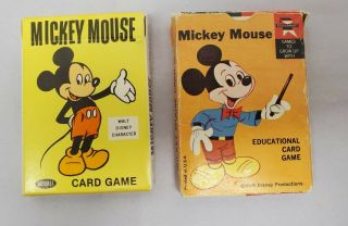 2 Vintage Disney Mickey Mouse Card Games 1965 Russell And Educational Cards