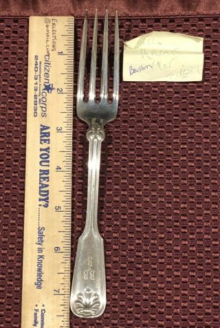 Antique Vintage Signed Tiffany & Co.  Shell & Thread Sterling Silver Dinner Fork