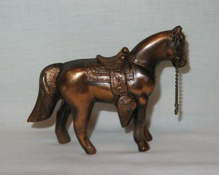 Vintage Pot Metal Horse Figurine Brass Bronze Copper Color Carnival Prize Usa