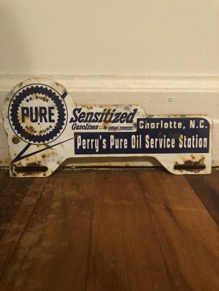Pure Gasoline Perry’s Pure Oil Service Station Metal License Plate Topper Sign