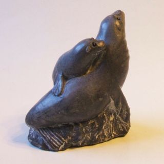 Edmund Wolf Originals Mother And Baby Seal On Rocks Figurine We25