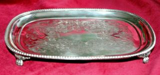 Antique Silver Plate Small Engraved Calling Card Tray