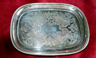 Antique Silver Plate Small Engraved Calling Card Tray 2
