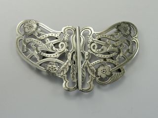 Antique 1902 Art Nouveau Solid Silver Nurses Belt Buckle By Reynolds & Westwood