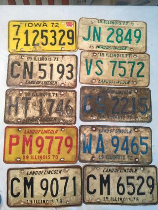 Set Of 10 Vintage 70’s Car License Plates From Multiple States