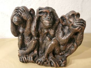 Vintage Three Wise Monkeys Figurine See Hear Speak No Evil Paperweight