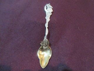 Antique Gorham Daniel Low Sterling Silver Salem Witch Cat Souvenir Spoon
