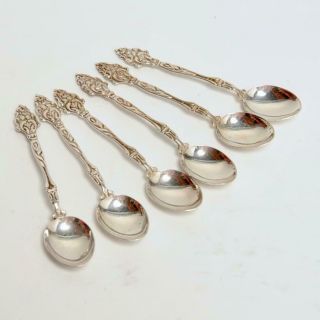 Set Of (6) Vintage Swedish Silver Demitasse Spoons In Presentation Box