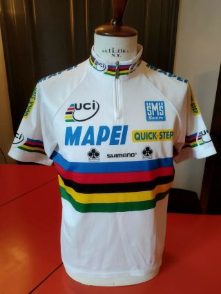 2002 Mapei Freire Vintage Rainbow Jersey Cycling Maglia Ciclismo Merckx
