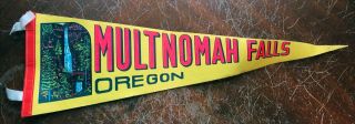 Vintage Felt Souvenir Pennant 1960s Multnomah Falls Oregon 26 "