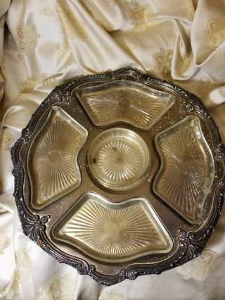 English Silver Lazy Susan Rotating Turning Footed Rococo Silver Plate