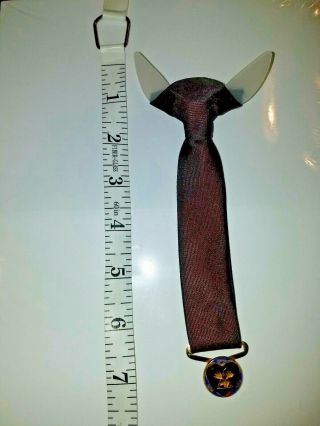 Vintage Loyal Order Of Moose Lodge Clip On Tie W/ Alces Machlis Heart Shaped Fob