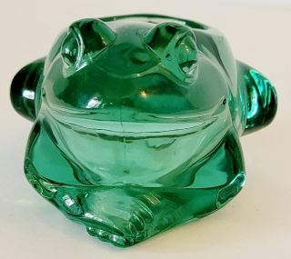 Vintage Indiana Glass Spanish Green Frog Votive Candle Holder Paper Weight