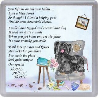 Skye Terrier Dog Coaster " Home Sweet Home Poem.  " Novelty Gift By Starprint