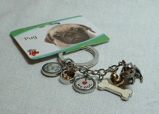 Little Gifts Pug Dog Charm Key Chain - Pug=best Of Show - I Love My Dog,  More Charms