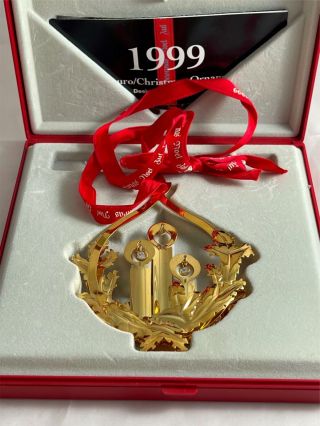 1999 Georg Jensen Denmark Gold Plated Candles Christmas Mobile Ornament