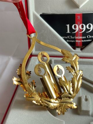 1999 Georg Jensen Denmark Gold Plated Candles Christmas Mobile Ornament 2