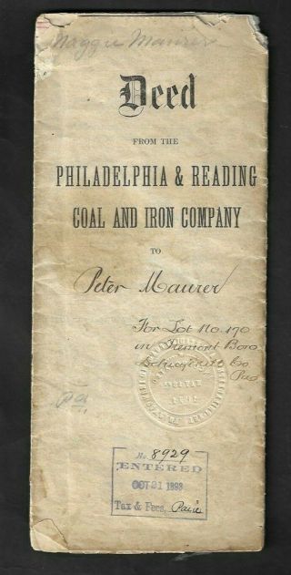 1898 Philadelphia & Reading Coal And Iron Company Deed Signed By Pres.  Gowen