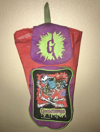 Vintage 90s R.  L.  Stine Goosebumps Backpack Bag Red And Purple Horror