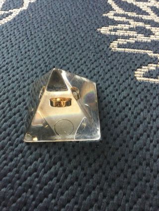 Vintage Scottish Rite Masonic Ring Suspended In Lucite Pyramid