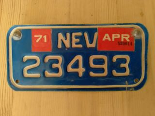 Vintage Nevada 1971 Motorcycle License Plate