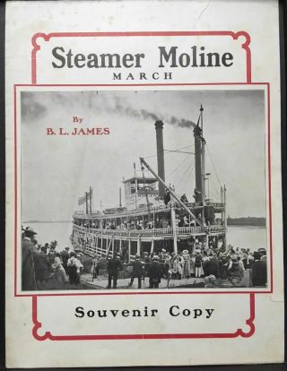 Steamer Moline March Kansas City,  Mo Vintage 1901 Sheet Music Souvenir Missouri