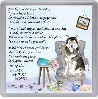 Alaskan Malamute Dog Coaster " Home Sweet Home Poem.  " Novelty Gift By Starprint