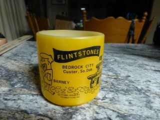 Vintage Flintstones Bedrock City Fire King Cup,  Custer Sd,  Rare