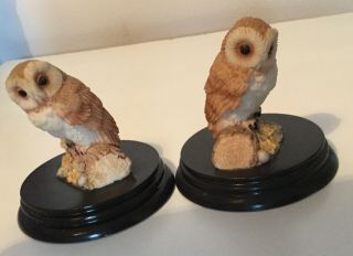 Two Barn Owl Ornaments By Regency Fine Arts
