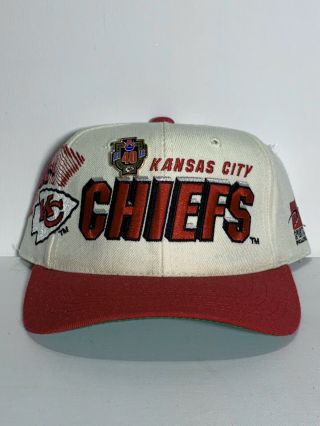 Vintage 90s Sports Specialties Nfl Kansas City Chiefs Shadow Snapback W/ Pin