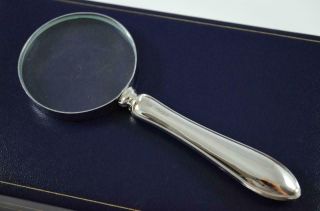 Cased Old English Sheffield Sterling Silver Handled Magnifying Glass 1921