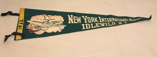 Vintage York International Airport Idlewild,  N.  Y.  Pennant 25 1/2”x 8 1/2”