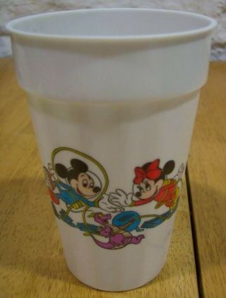 1988 Walt Disney World Epcot Minnie Mickey Mouse Plastic Cup Donald Duck Figment
