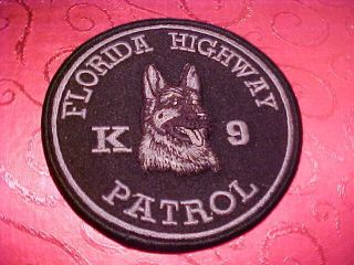 Florida Highway Patrol K - 9 Police Patch Shoulder Size 4 X 4 Black