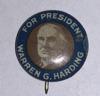 1920 For President Warren G Harding Pin 5/8 " Pinback Presidential