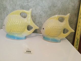 Ceramic Angel Fish Yellow Handcrafted In Brazil Set Of 2