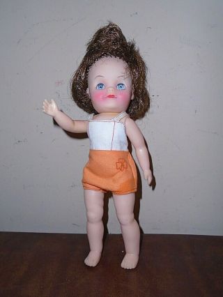 Vintage 1965 Effanbee Girl Scout Brownie Doll 8 " In Rare Jumpsuit