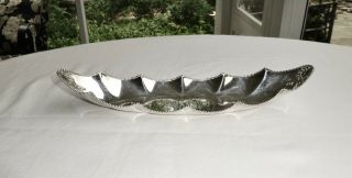 Antique George Shiebler Scalloped Beaded Edge Sterling Silver Celery Tray,  Wreath